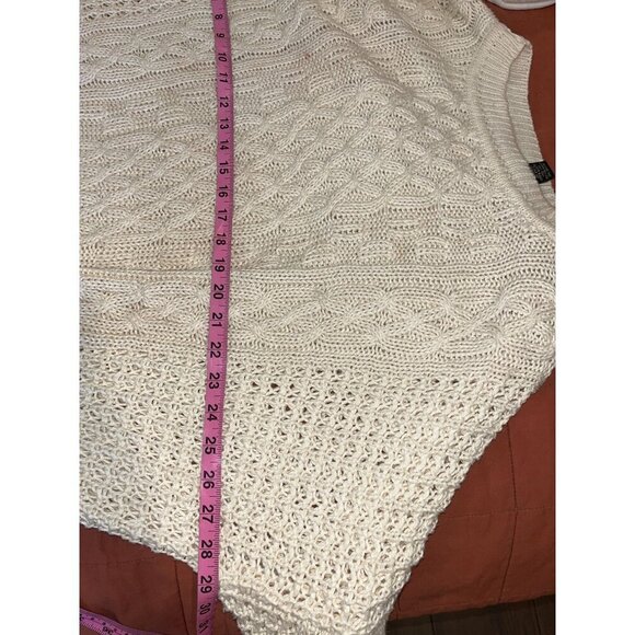 Vintage Cable Knit Oversized Sweater By Structure XL Cream Ramie & Cotton - Picture 6 of 7